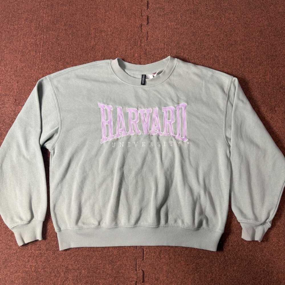 Divided Harvard University Sweatshirt Sage Green Lavender‎ Embroidered Crewneck